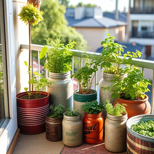 DIY Balcony Herb Garden with Recycled Containers 1 DIY Balcony Herb Garden with Recycled Containers